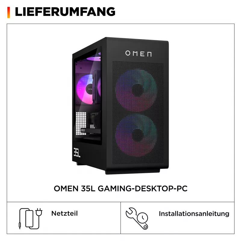 HP OMEN 35L GT16-1491ng PC de sobremesa - AMD Ryzen 9 9900X3D, 64GB DDR5 RAM, 2TB NVMe SSD, NVIDIA GeForce RTX 5080, Windows 11 Home