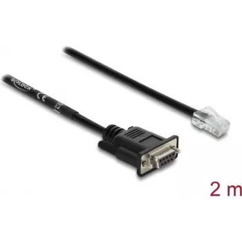 Delock Cable adaptador serie RS-232/422/485 D-Sub 9 hembra a RJ45 macho 2 m