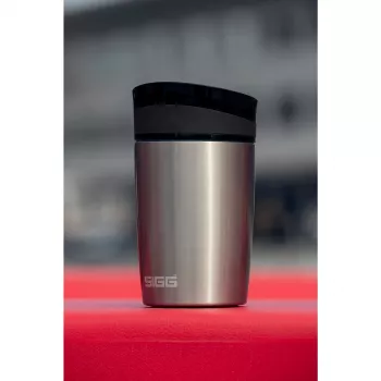 SIGG 8695.50 Botella isotérmica de vacío Hot & Cold con botón pulsador de una mano, 0,27 L, Negro obsidiana, Acero inoxidable