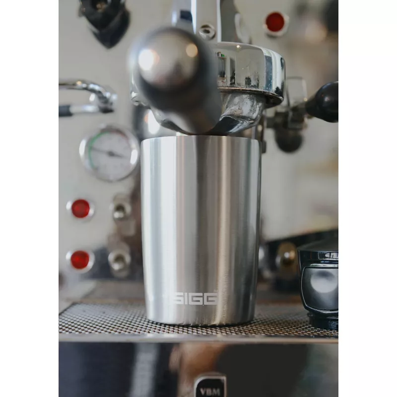 SIGG 8695.50 Botella isotérmica de vacío Hot & Cold con botón pulsador de una mano, 0,27 L, Negro obsidiana, Acero inoxidable