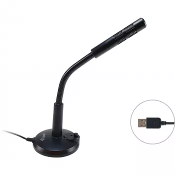Equip Micrófono de sobremesa con ángulo ajustable, conexión USB, Negro