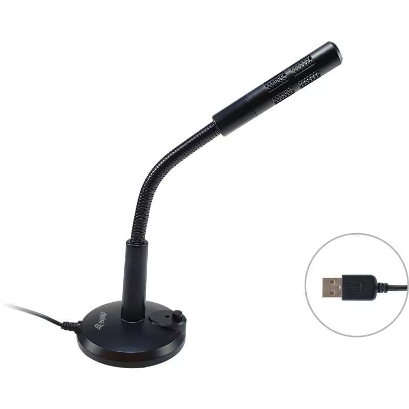 Equip Micrófono de sobremesa con ángulo ajustable, conexión USB, Negro