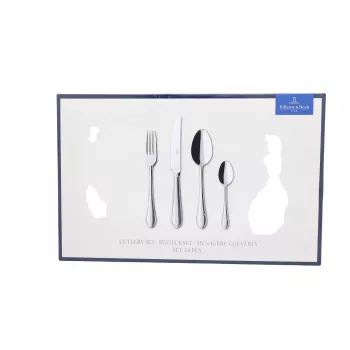 Villeroy & Boch Mademoiselle Cubertería 24 piezas, acero inoxidable 18/10, pulido, apta para lavavajillas, 6 cubiertos