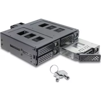 Delock bastidor de montaje de 5,25 pulgadas para 4 HDD/SSD SATA o SAS de 2,5 pulgadas con cerradura
