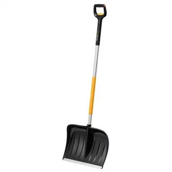 Fiskars 1057189 Pala para nieve de metal negra, naranja