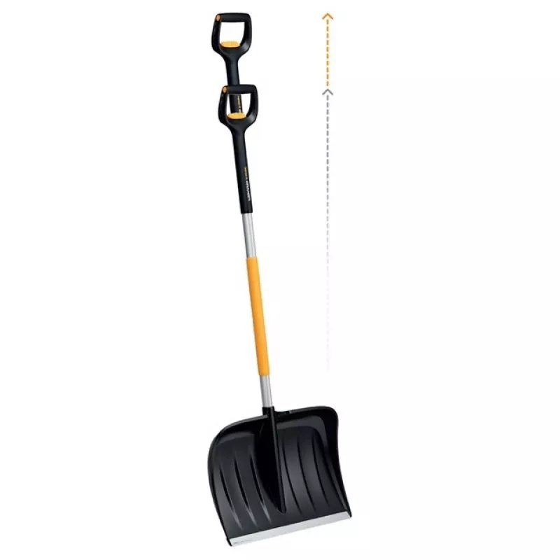 Fiskars 1057189 Pala para nieve de metal negra, naranja