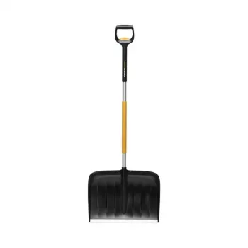 Fiskars 1057189 Pala para nieve de metal negra, naranja