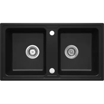 DEANTE ZORBA fregadero de cocina de granito compuesto 2 senos negro 780mm
