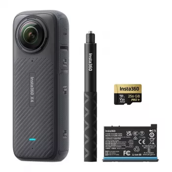 Insta360 X4 Adventure Bundle - cámara 360° 8K con palo selfie, batería adicional, tarjeta de 64GB