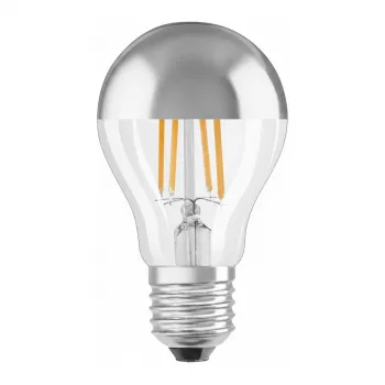 LEDVANCE Bombilla LED 6,5W E27 650lm 2700K blanco cálido corona plateada 300°