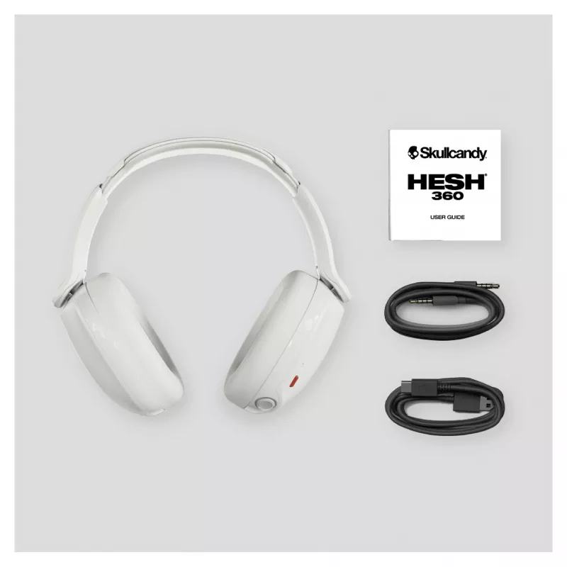 Skullcandy Hesh 360 Auriculares inalámbricos over-ear, Bluetooth 5.0, cancelación activa de ruido, blanco