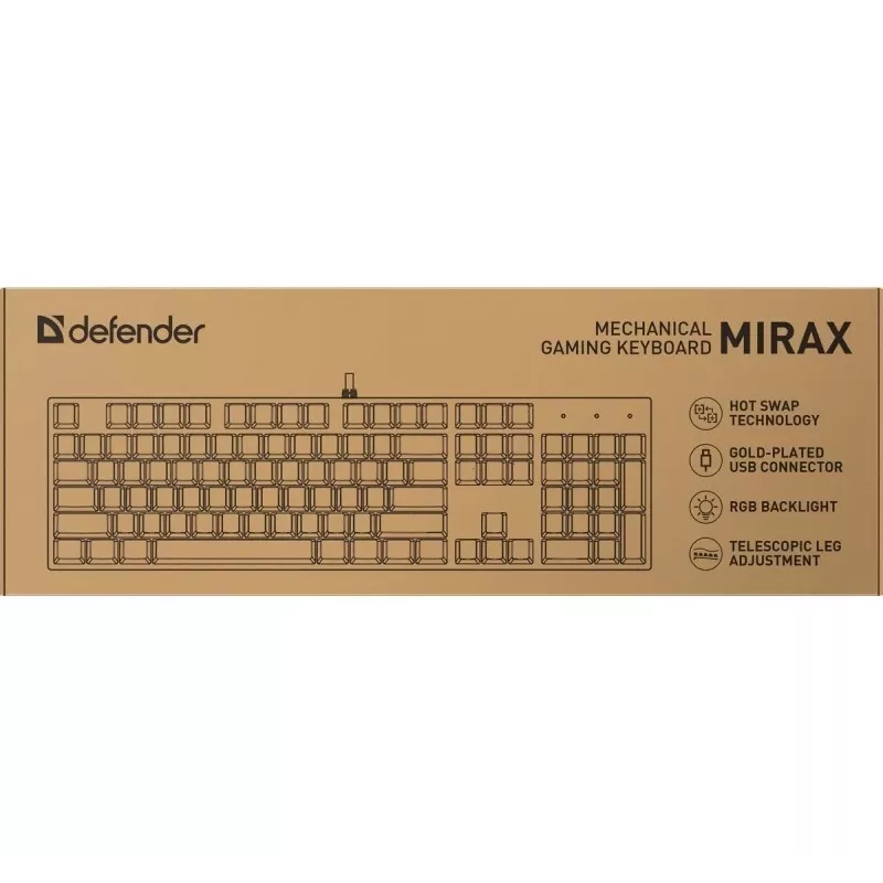 Defender Mirax GK-352 teclado gaming mecánico, switches Outemu Blue, iluminación RGB, con cable USB, Negro