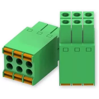 Teltonika Networks conector de alimentación 2x3-Pin - regleta de terminales, 6-Pin, 10A, 300V, Green