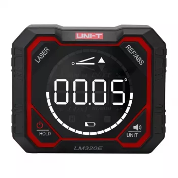 Uni-T LM320E medidor de ángulos digital con láser, rango de medición 4×90°, precisión ±0,2°, base magnética, recargable