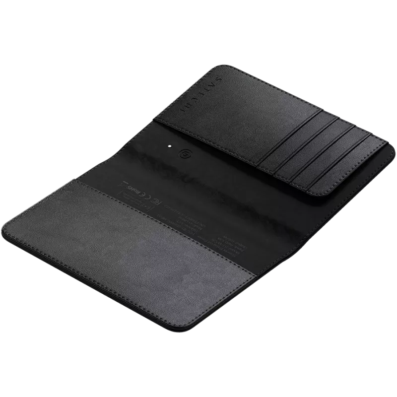 Satechi funda de pasaporte de cuero vegano con Find My (negro)