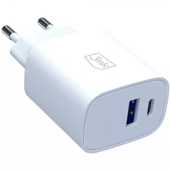 Cargador de pared 3MK FlowPower 30W USB-A USB-C PD 3.0 QC 4+ Blanco