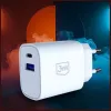 Cargador de pared 3MK FlowPower 30W USB-A USB-C PD 3.0 QC 4+ Blanco