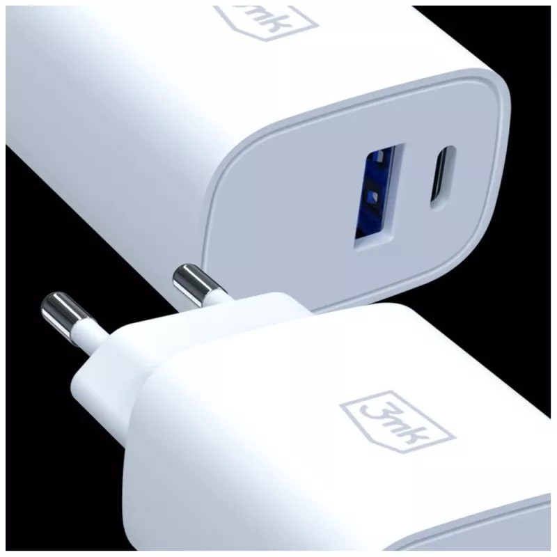 Cargador de pared 3MK FlowPower 30W USB-A USB-C PD 3.0 QC 4+ Blanco
