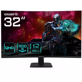 Monitor gaming curvo GIGABYTE GS32QC 31,5 pulgadas QHD - 2560 x 1440, 1500R, 165Hz, 1ms, 300 cd/m², FreeSync Premium, HDR Ready, HDMI 2.0, DisplayPort 1.4