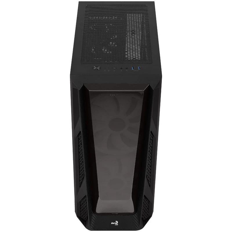 Torre Midi Aerocool NightHawk Duo, cristal templado - Negra