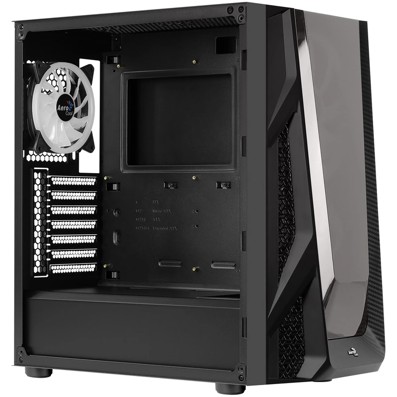 Torre Midi Aerocool NightHawk Duo, cristal templado - Negra