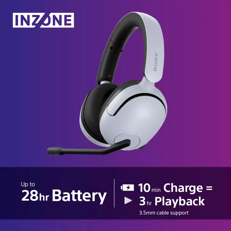 Sony INZONE H5 Auriculares gaming inalámbricos over-ear con micrófono blancos