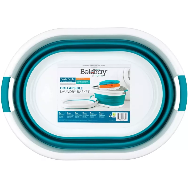 Beldray LA034816TQFEU7 Cesto de ropa plegable, blanco/menta