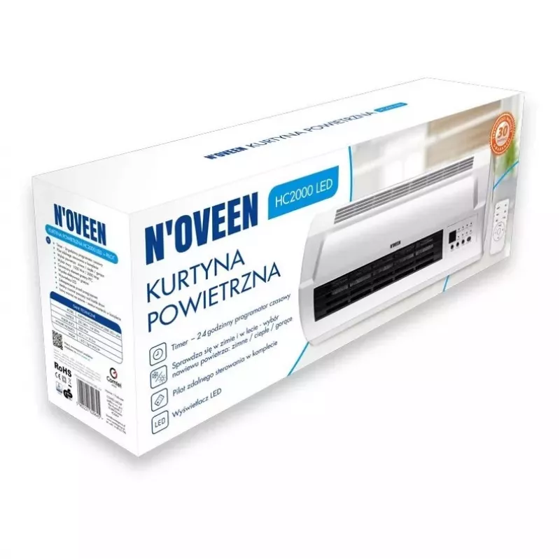 N'OVEEN HC2000 Calefactor de cortina de aire LED 2000W blanco