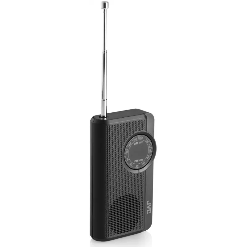 JVC RA-E311B Radio portátil AM/FM con antena telescópica y asa de transporte, negra