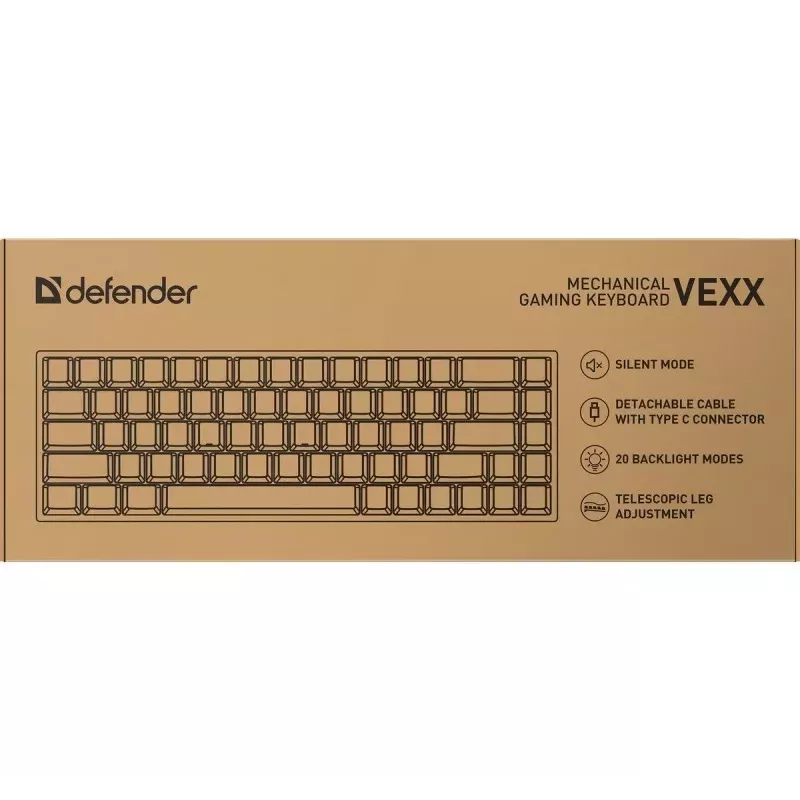 Defender VEXX GK-084 Teclado gaming mecánico, formato 75%, interruptores Outemu Red, Blanco