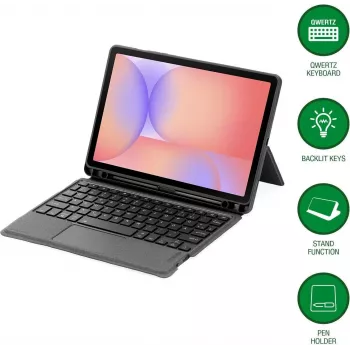4smarts Funda con teclado Solid Pro QWERTZ para Samsung Galaxy Tab S10 Lite (496609)