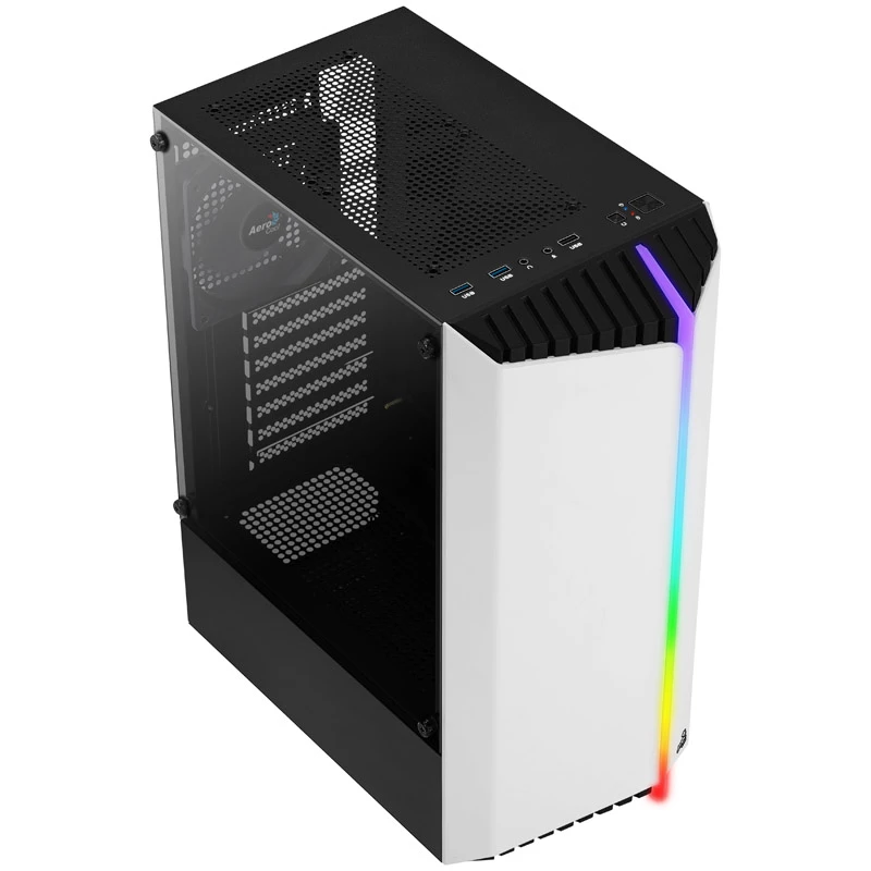 Aerocool Bionic V1 Semitorre, RGB, Cristal Templado - Negro/Blanco