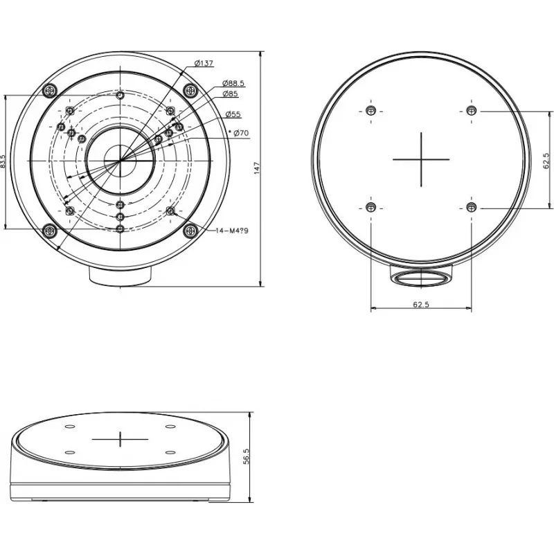 Hikvision DS-1281ZJ-S Caja de Conexión para Cámaras Dome/Turret, Blanco, Aleación de Aluminio