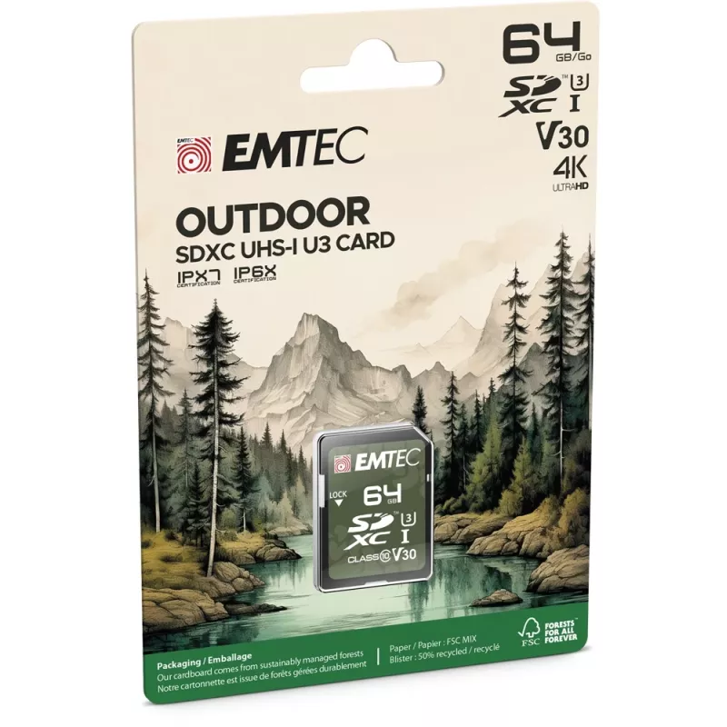 EMTEC Tarjeta de Memoria SDXC 64GB UHS-I U3 V30 Outdoor