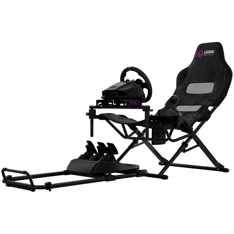 LORGAR FLEX RAF1 Cockpit Sim Racing Advanced, Plegable, 150x72x113 cm Posición de Juego, 38x72x126 cm Plegado, Negro
