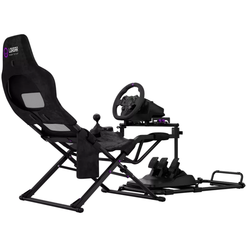 LORGAR FLEX RAF1 Cockpit Sim Racing Advanced, Plegable, 150x72x113 cm Posición de Juego, 38x72x126 cm Plegado, Negro