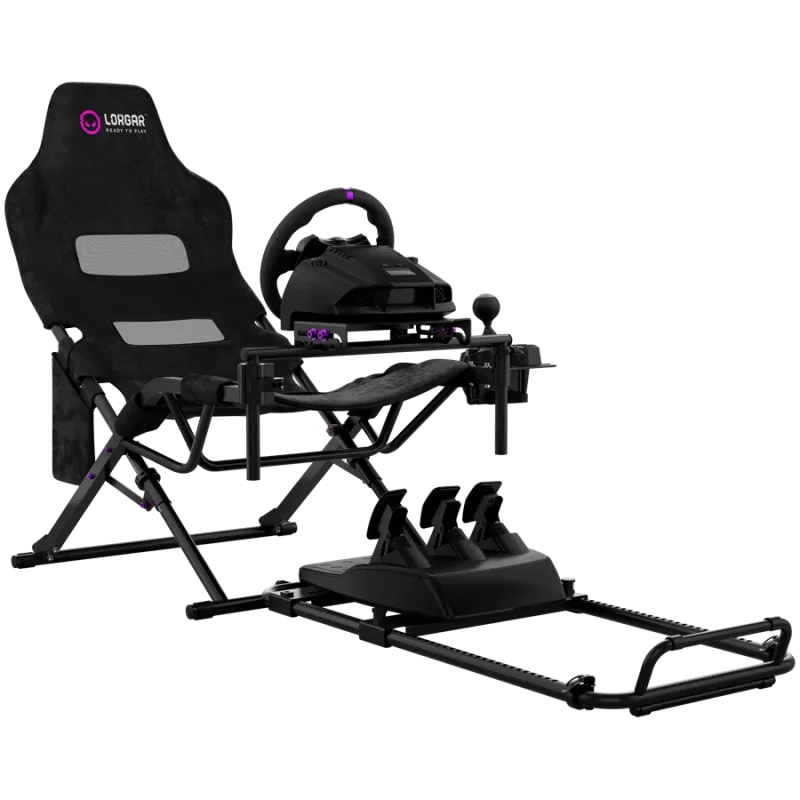 LORGAR FLEX RAF1 Cockpit Sim Racing Advanced, Plegable, 150x72x113 cm Posición de Juego, 38x72x126 cm Plegado, Negro