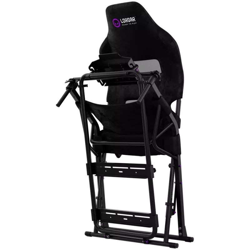LORGAR FLEX RAF1 Cockpit Sim Racing Advanced, Plegable, 150x72x113 cm Posición de Juego, 38x72x126 cm Plegado, Negro