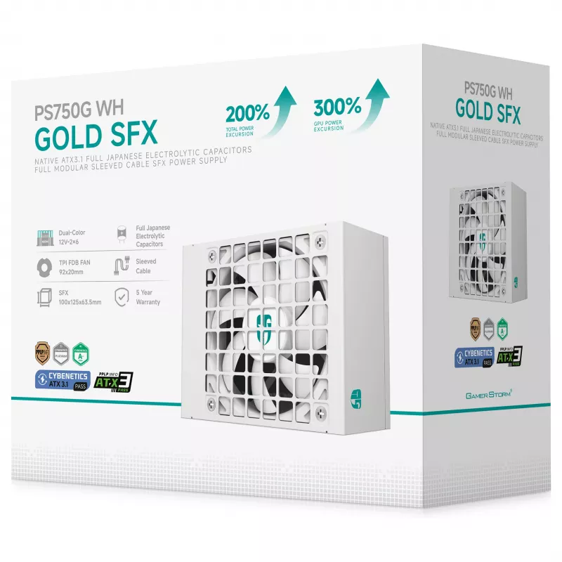 DeepCool PS750G WH 750W ATX 3.1 Full Modular 80 Plus Gold fuente de alimentación blanca