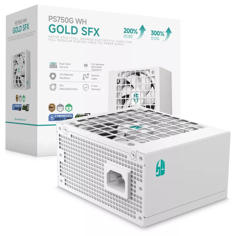 DeepCool PS750G WH 750W ATX 3.1 Full Modular 80 Plus Gold fuente de alimentación blanca