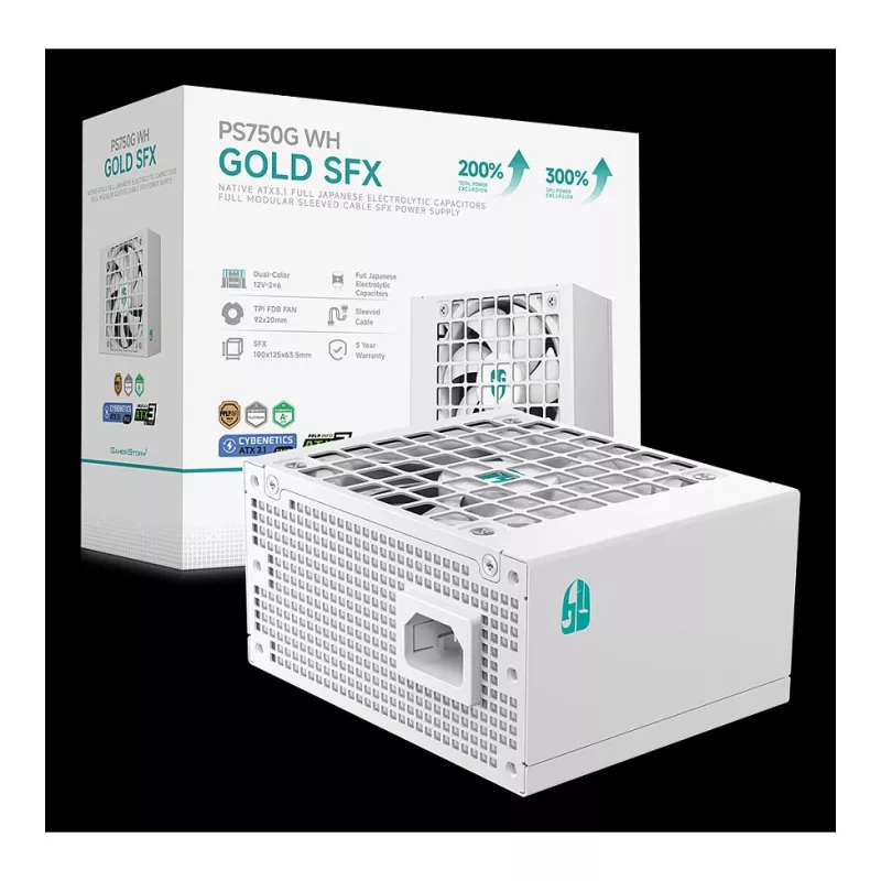 DeepCool PS750G WH 750W ATX 3.1 Full Modular 80 Plus Gold fuente de alimentación blanca