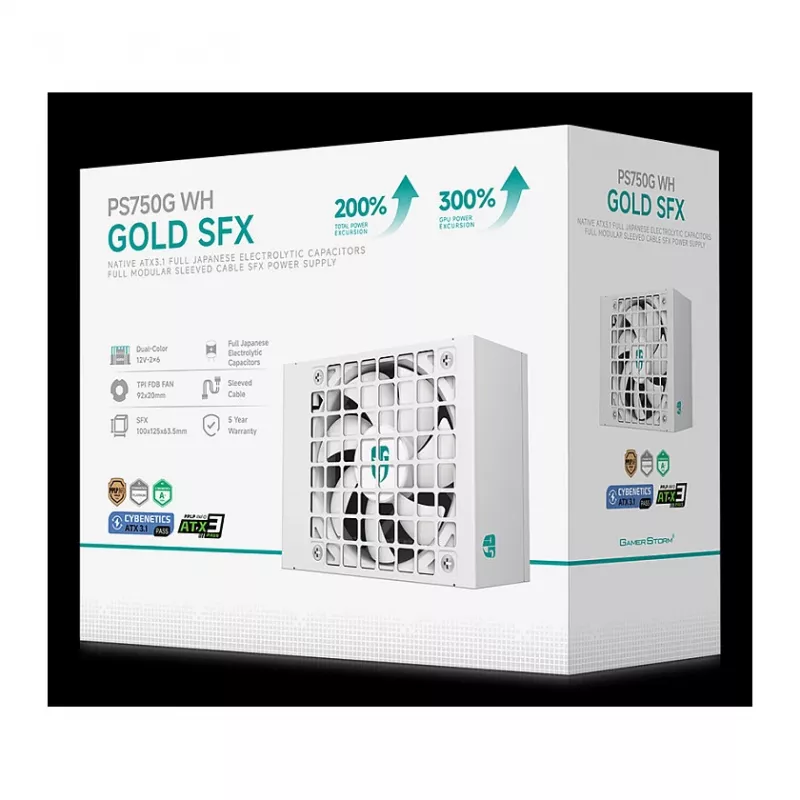 DeepCool PS750G WH 750W ATX 3.1 Full Modular 80 Plus Gold fuente de alimentación blanca