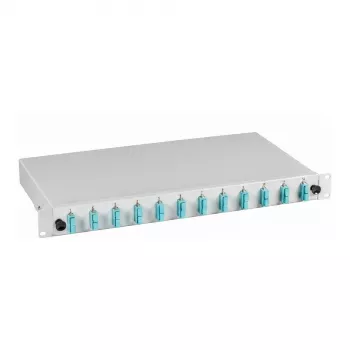 EFB-Elektronik Caja de empalme SC OM3 50/125µm extraíble 48 pigtails preterminados / 24 acopladores dúplex 1U montaje en rack 19 pulgadas