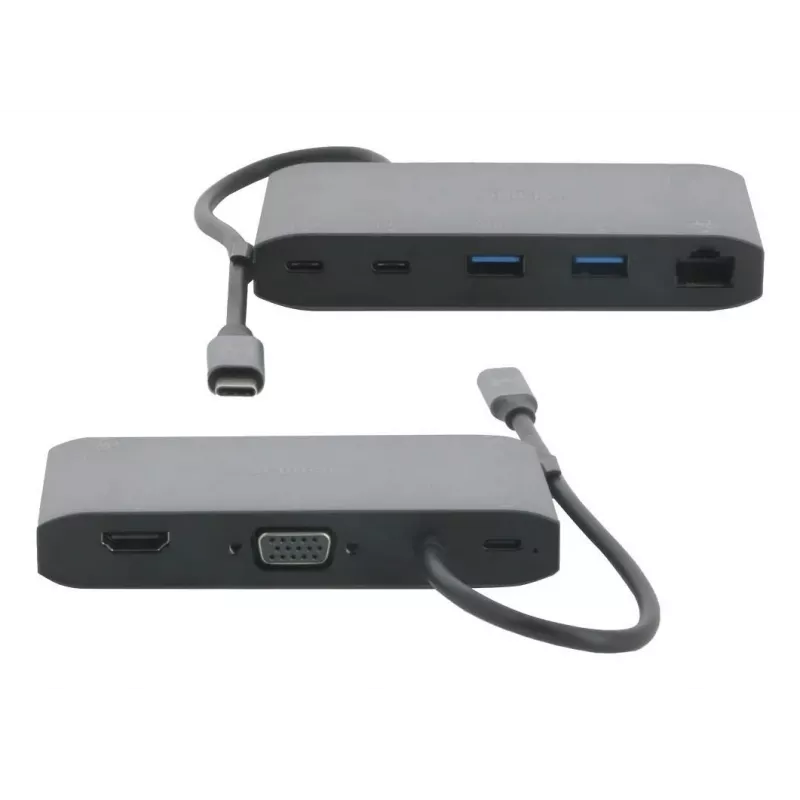 Mobilis USB-C Docking Station 8-en-1 100W PD HDMI 4K VGA Gris Espacial
