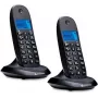 Motorola C1002CB+ Teléfono inalámbrico DECT con 2 auriculares, Negro, pantalla retroiluminada, manos libres, agenda de 50 contactos