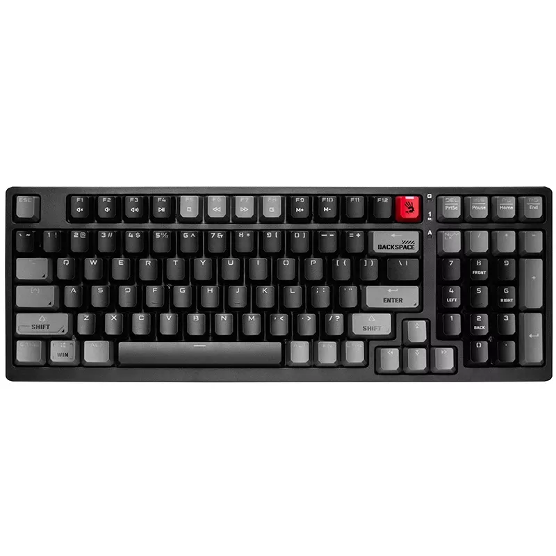 A4Tech Bloody S98 Sports Lime Teclado mecánico, interruptores BLMS Red Plus, 98 teclas compacto, retroiluminación RGB, USB-C extraíble