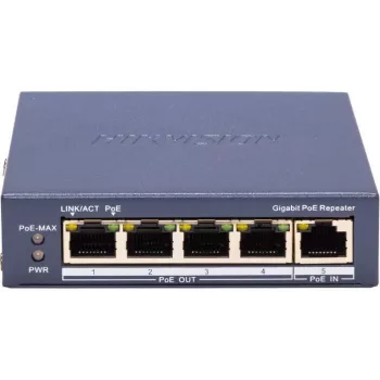 Hikvision DS-3E0505P-E/R repetidor Gigabit PoE 5 puertos 4xPoE Out IEEE 802.3bt