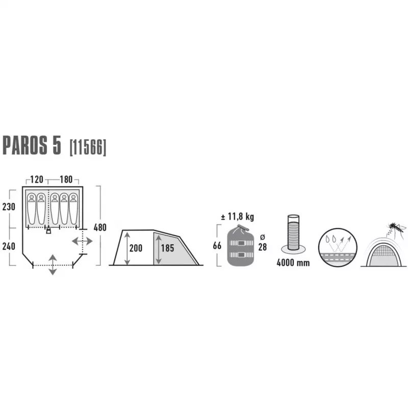 High Peak Paros 5 tienda de túnel familiar para 5 personas