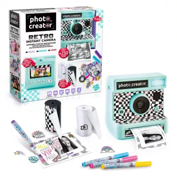 Canal Toys cámara instantánea retro - impresora térmica blanco y negro, pantalla LCD de 2,4