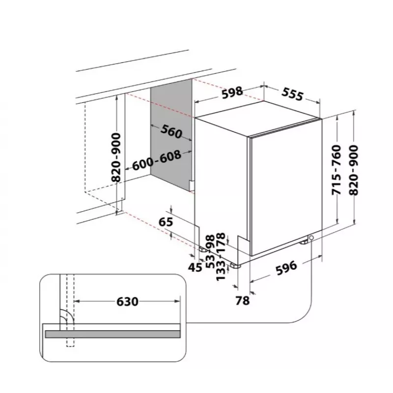 Whirlpool W7IHT40T lavavajillas integrable, 15 cubiertos, 8 programas, 6th Sense, tercera bandeja, apertura automática de la puerta